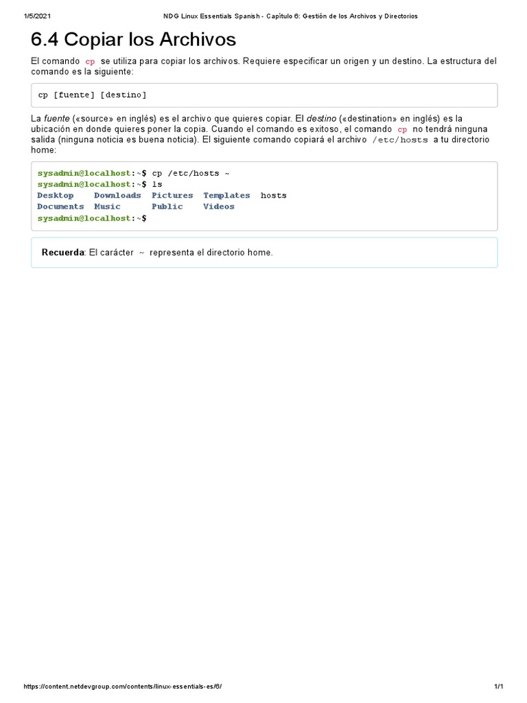 Copiar Archivos en Linux | PDF