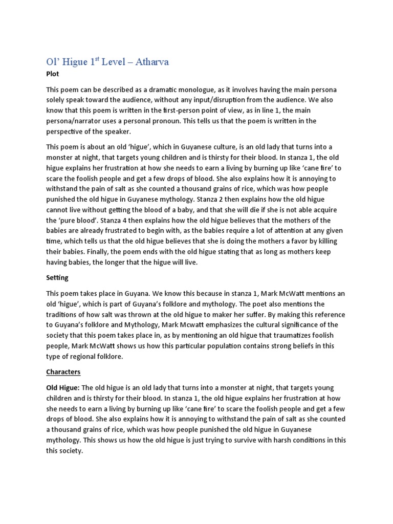 Analysis of Ol' Higue Poem | PDF | Narration
