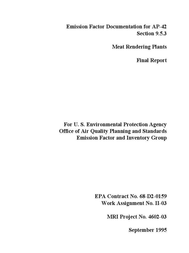 AP-42 Emission Factors for Meat Rendering | PDF | Air Pollution | Chemicals