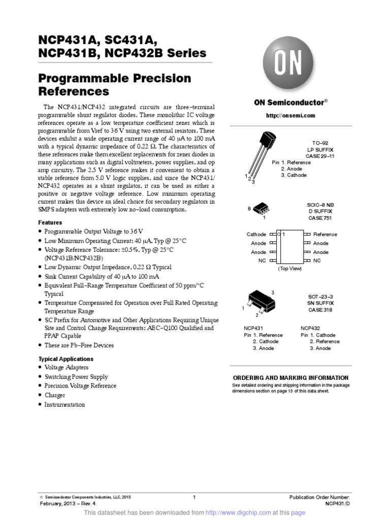 NCP431A, SC431A, NCP431B, NCP432B Series Programmable Precision ...
