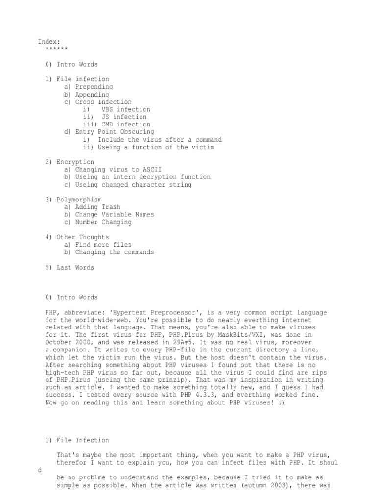Creacion de virus en php pdf computer virus encryption