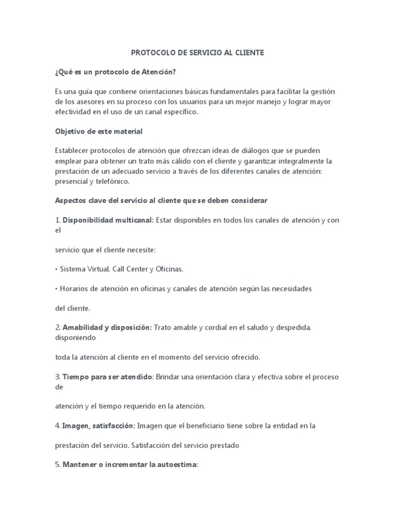 Protocolo Efectivo de Atención al Cliente | PDF | Servicio al Cliente ...