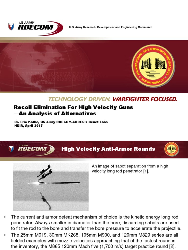 Recoil Elimination For High Velocity Guns An Analysis of Alternatives