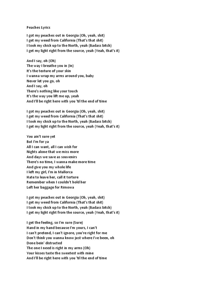 Justin Bieber – Peaches Lyrics