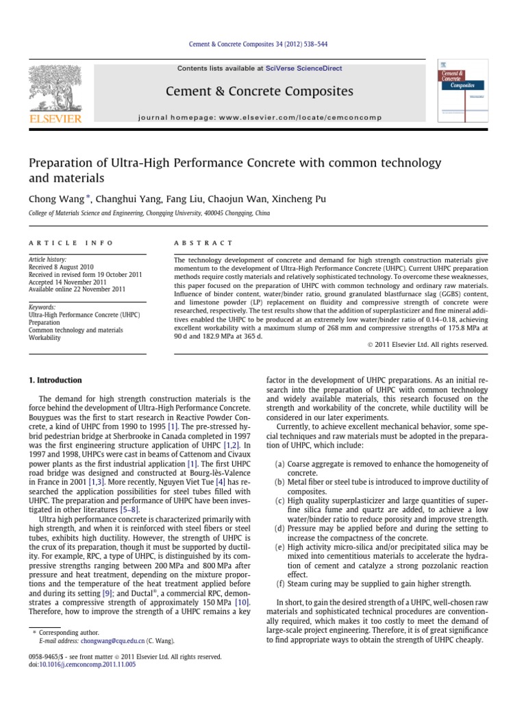 Common Methods for UHPC Preparation | PDF | Concrete | Cement