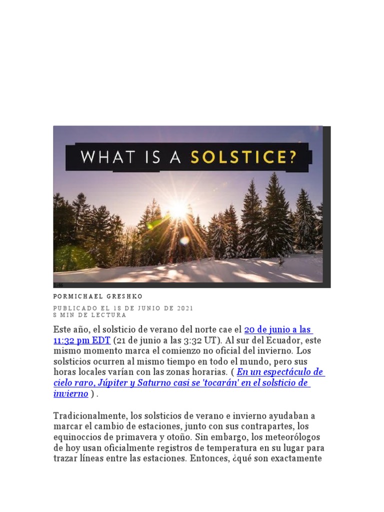 Qué Es El Solsticio de Verano | PDF | Tierra | Invierno