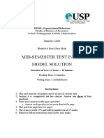 Mid-Semester Test Paper Model Solution: MG201: Organisational Behaviour