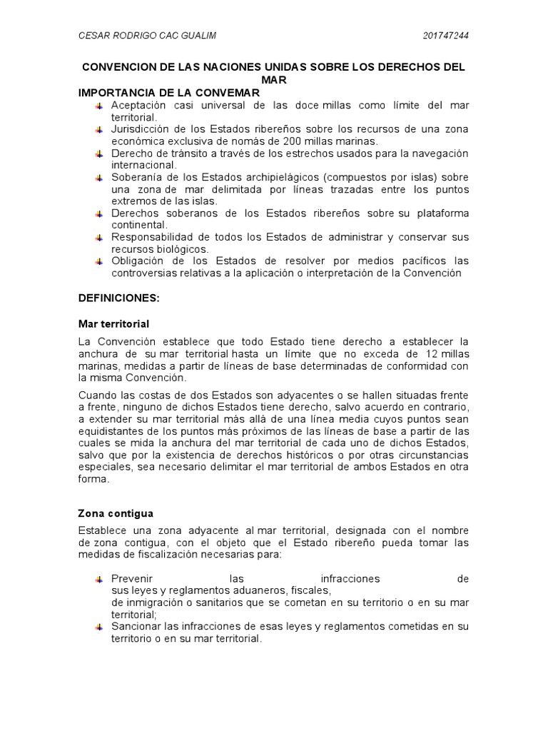 Analisis de Convemar | PDF | Aguas territoriales | Convención de las ...