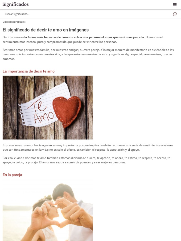 Te Amo y Su Significado en Imágenes - Significados | PDF | Amor | Religión  y creencia