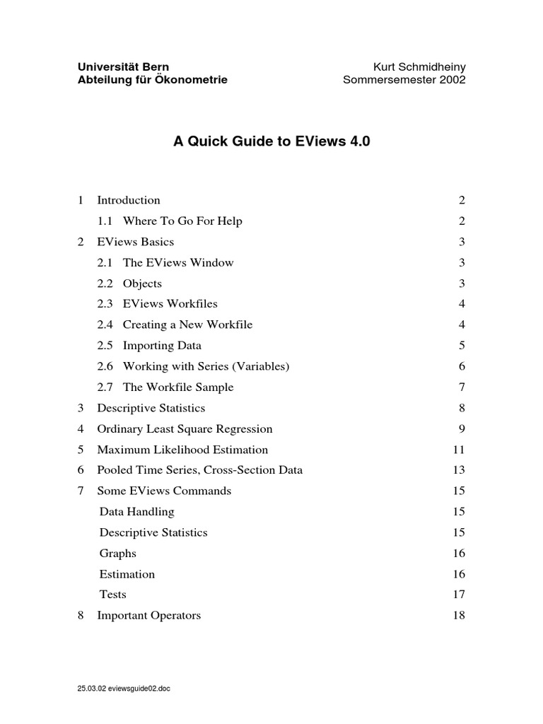 Quick Guide to EViews | PDF | Regression Analysis | Ordinary Least Squares