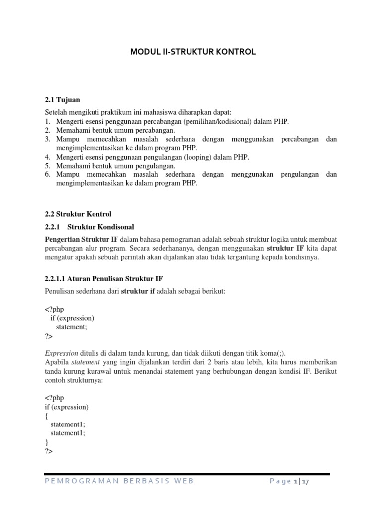 Modul 2-Struktur Kontrol | PDF | Pengelolaan Keuangan & Uang | Komputer
