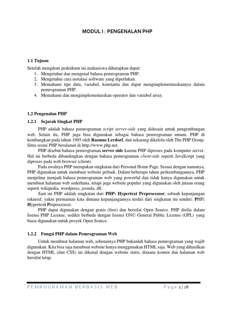 Modul 1-Pengenalan PHP | PDF | Komputer