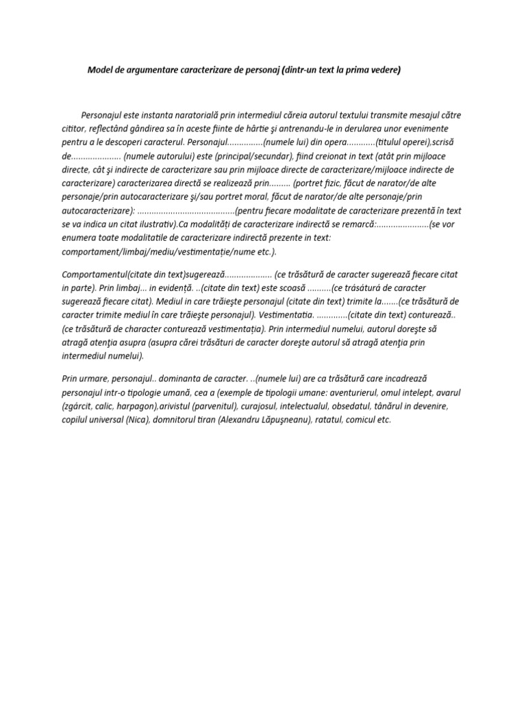 Model de Caracterizare personaj-WPS Office | PDF