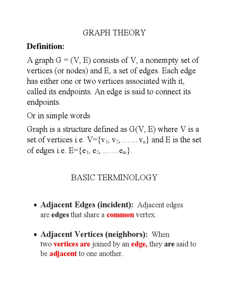 Definition Adjacent Edges (Incident) PDF Vertex (Graph Theory) Discrete Mathematics