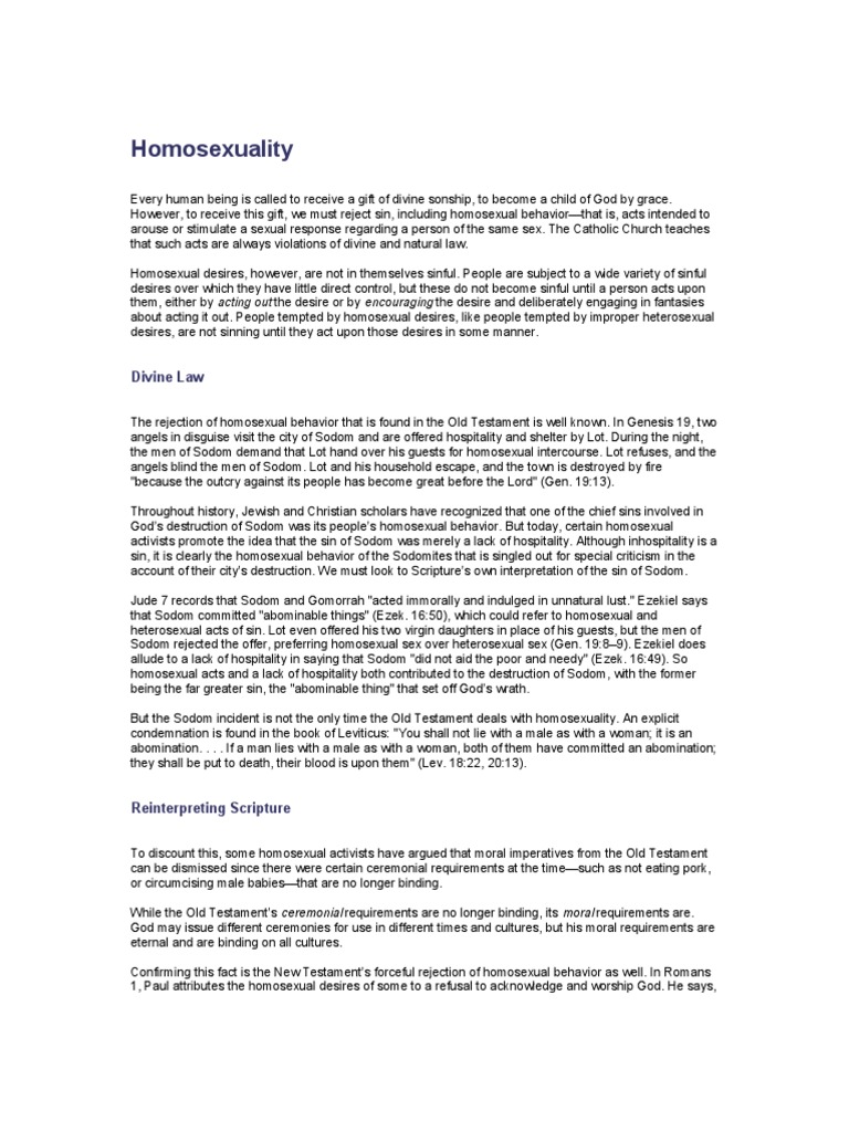 Homosexuality: Divine Law | PDF | Sodom And Gomorrah | Homosexuality
