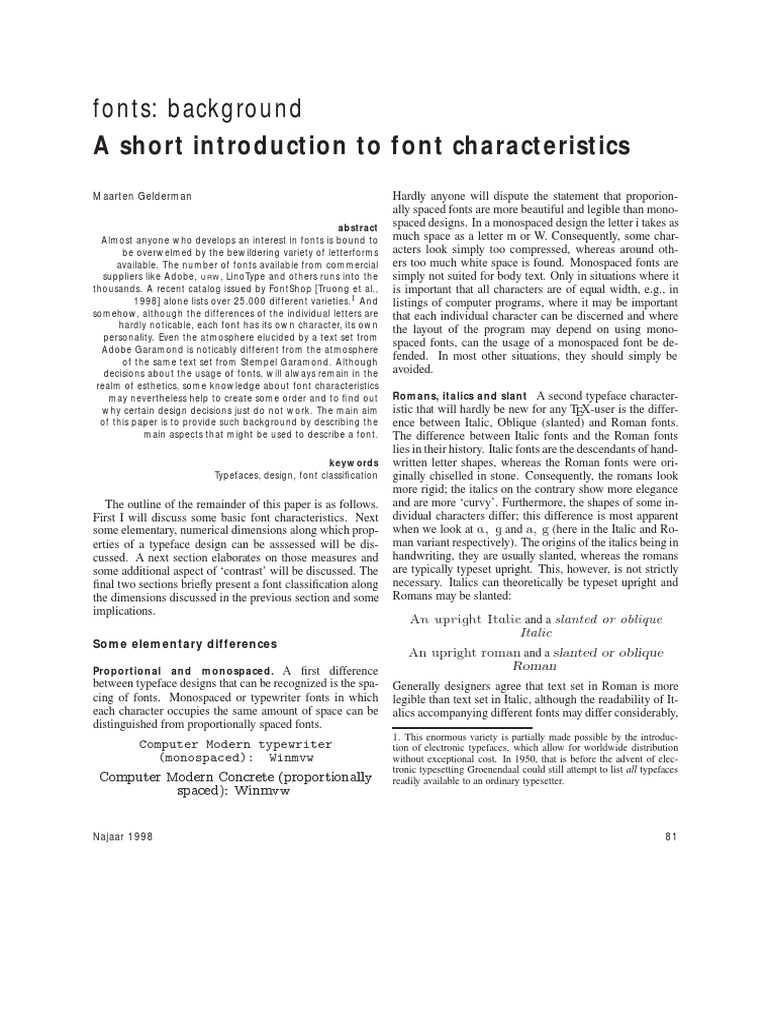 Understanding Font Characteristics | PDF | Typefaces | Serif