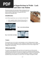 Defects - Imperfections in Welds - Lack of Sidewall and Interrun Fusion.