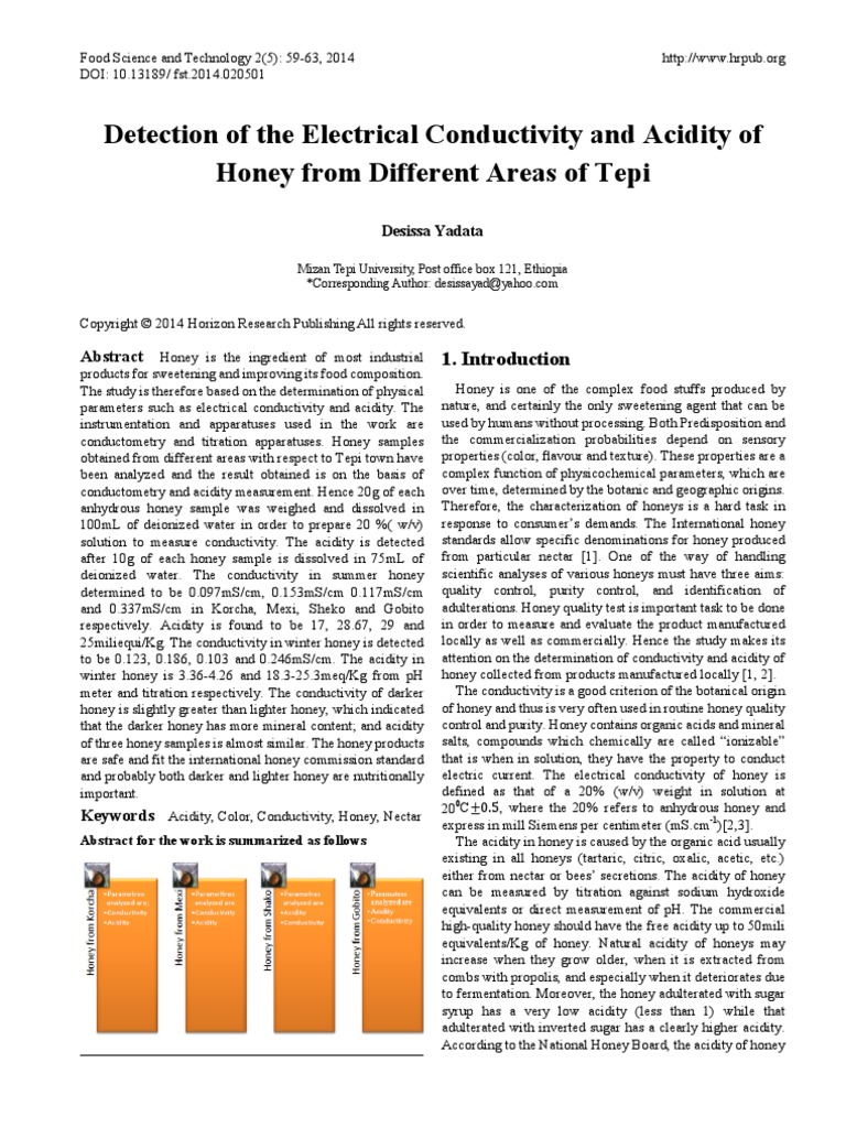 Detection of The Electrical Conductivity and Acidity of Honey From