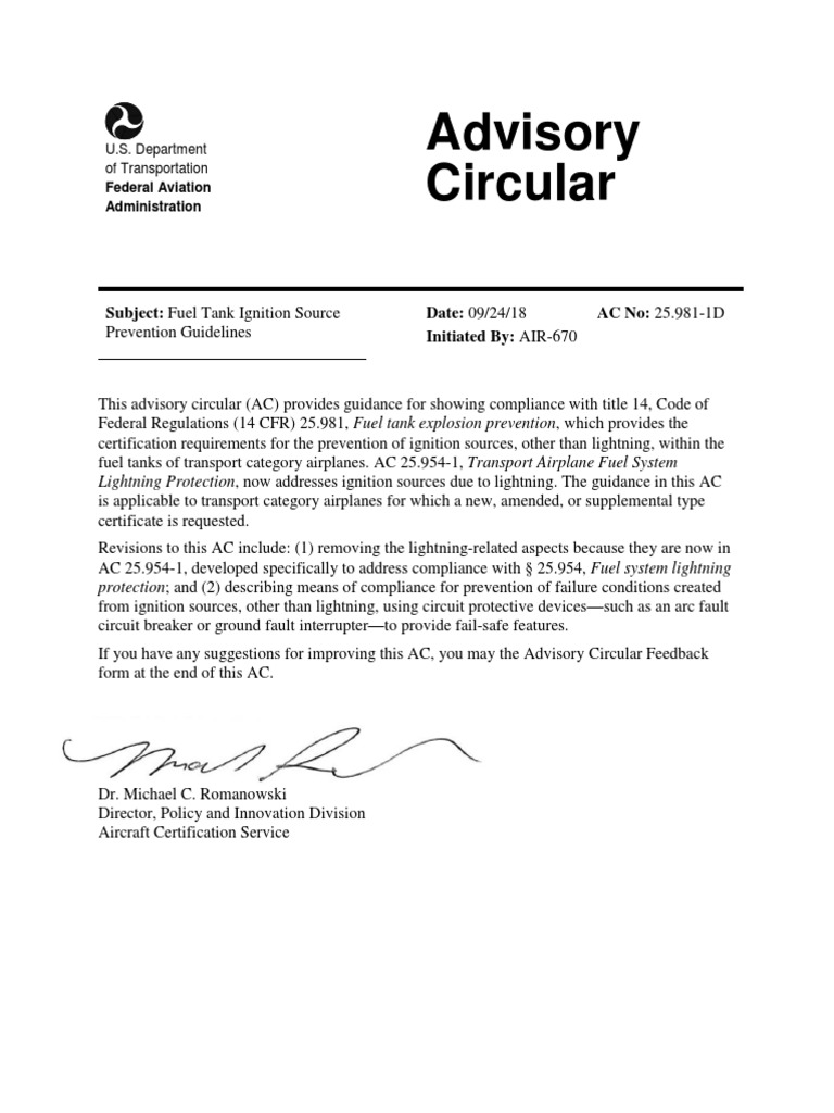 Guidelines for Preventing Fuel Tank Ignition Sources to Ensure