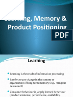 Learning, Memory & Product Positioning