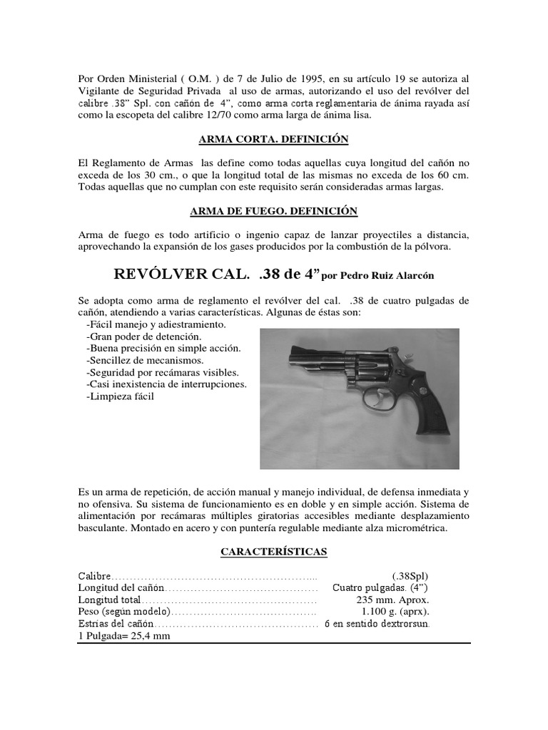 Revólver .38 de 4 como arma reglamentaria | PDF | Revólver | Armas de fuego