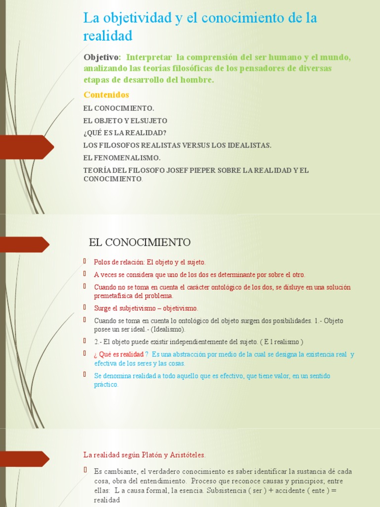 Objetividad y conocimiento de la realidad | PDF | Realismo filosófico ...