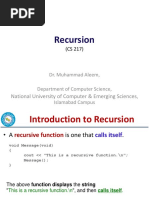 Recursion: National University of Computer & Emerging Sciences