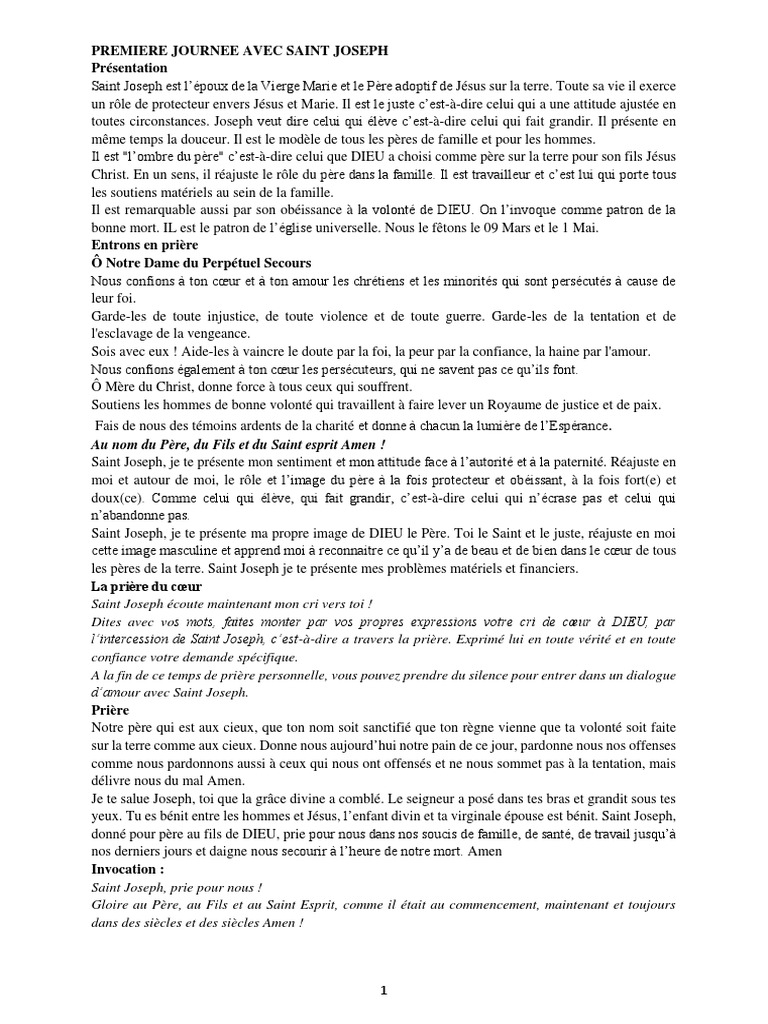 Premier Journee Avec Saint Joseph Pdf Marie Mere De Jesus Saint Joseph