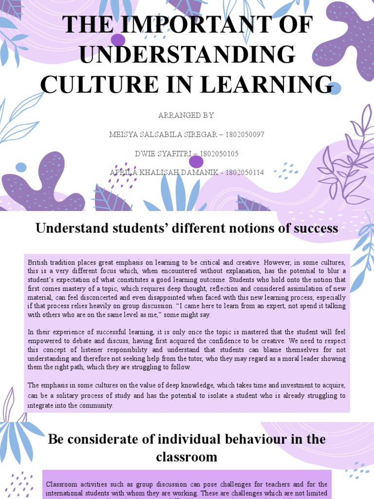 Understanding Cultural Impact on Learning | PDF | International Student ...