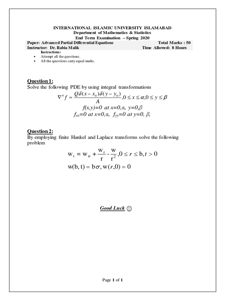 Advanced PDE Exam Instructions | PDF