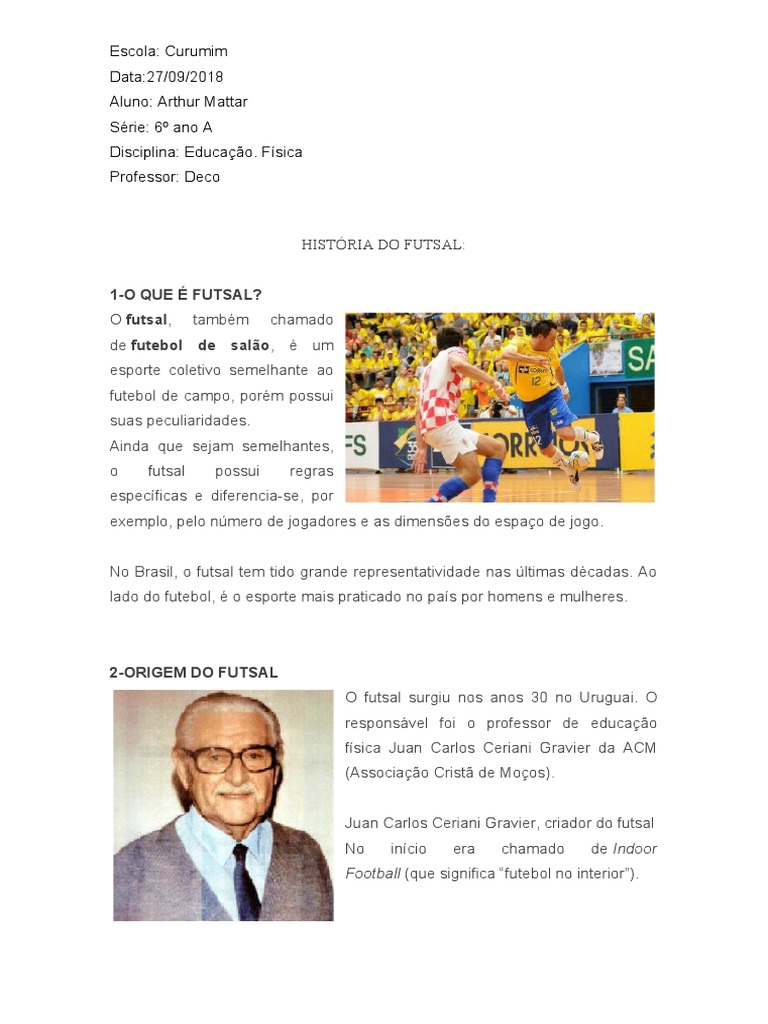 História Do Futsal, PDF, Futebol