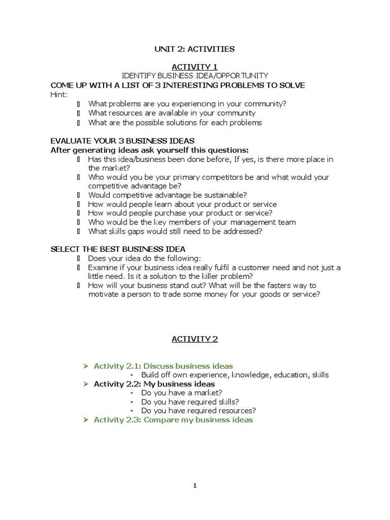Evaluating Business Ideas and Opportunities | PDF | Brainstorming ...