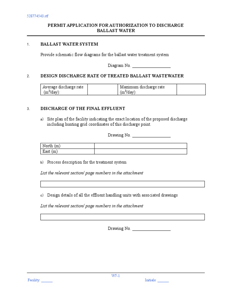 Form PA-W7 Ballast WW To Sea | PDF | Environmental Issues With Water ...