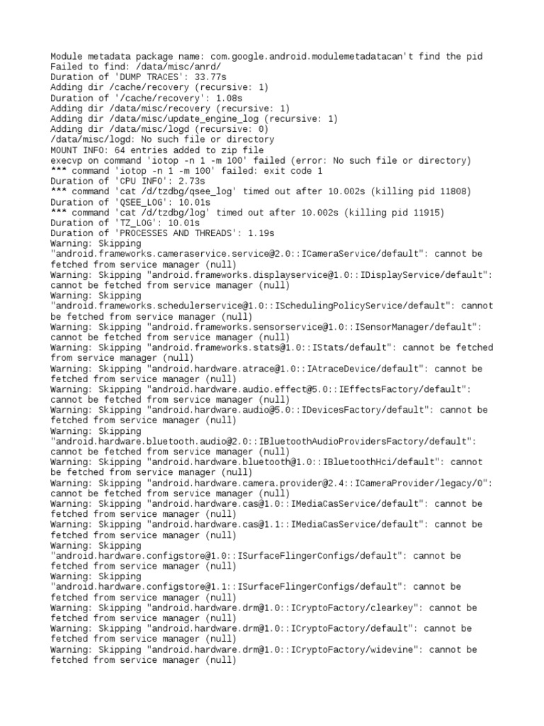 Android Module Metadata Errors Log | PDF | Computer Data | Information ...