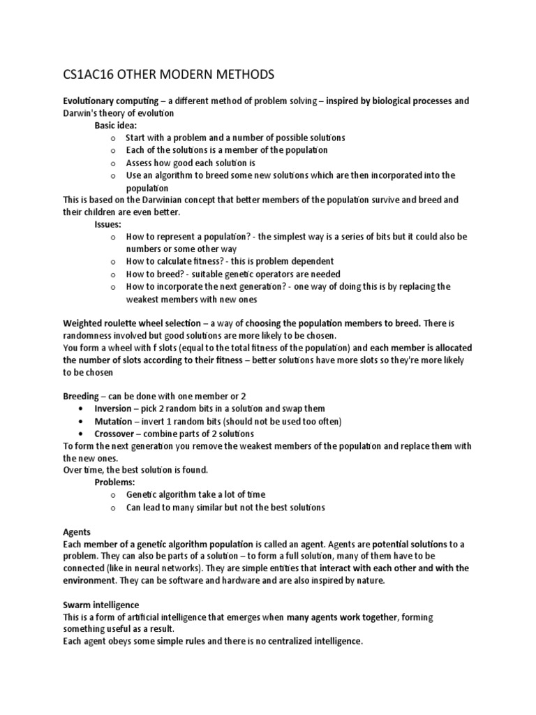 9 CS1AC16 Other Modern Methods | PDF | Evolutionary Biology | Applied ...