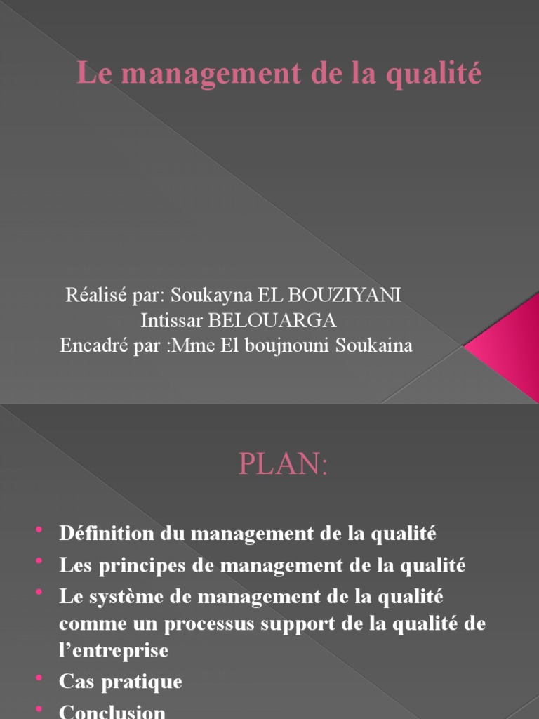 Définition et principes du management qualité | PDF | Système de ...