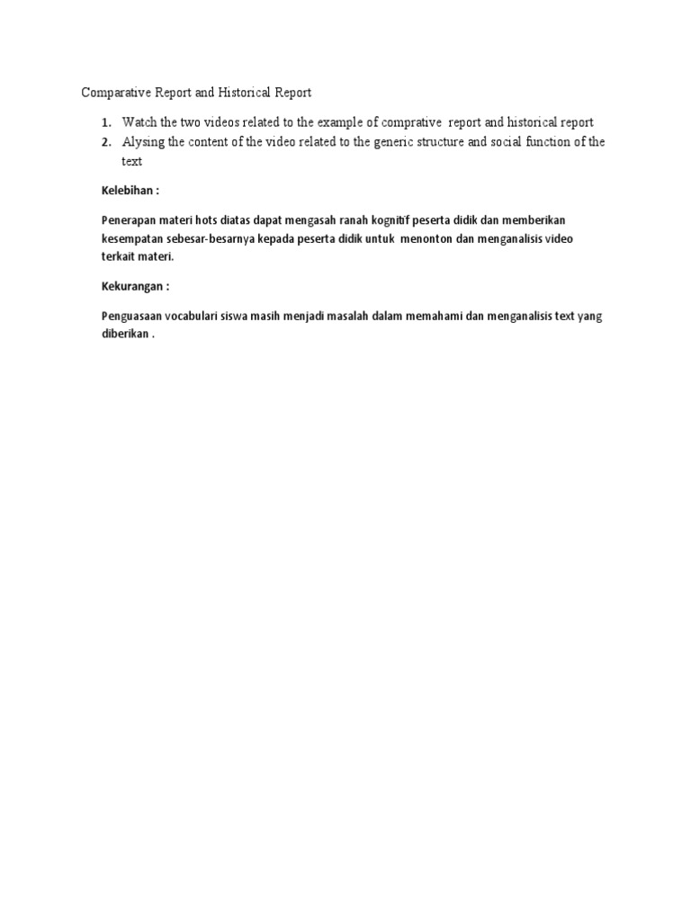 Comparative Report and Historical Report | PDF
