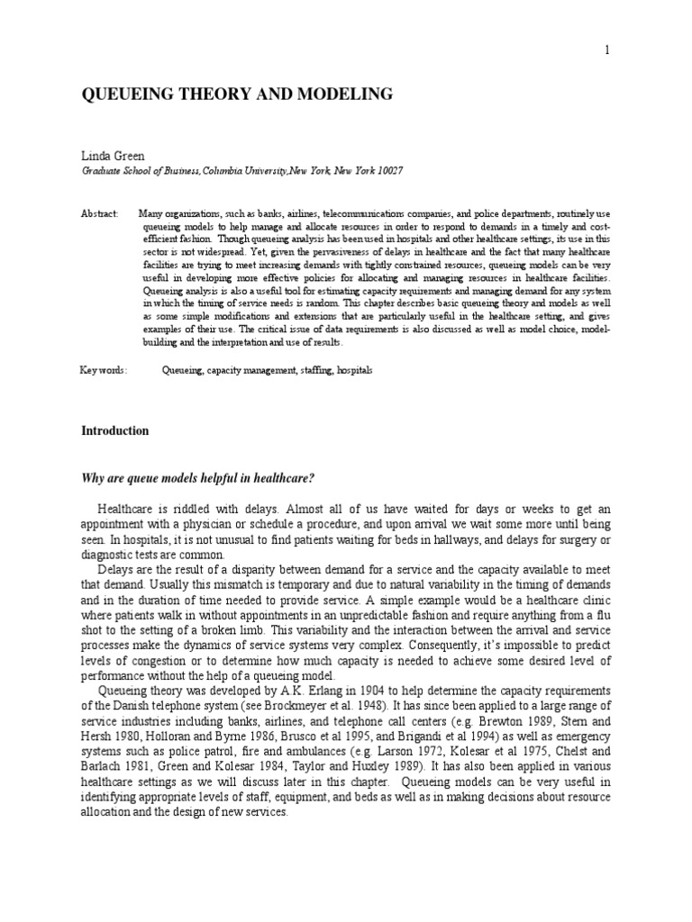 Queueing Models in Healthcare Systems | PDF | Hospital | Poisson ...