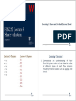 FIN222 Lecture 3 Share Valuation: Lecture 3 Chapters Lecture 4 Chapters