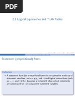 2.1 Logical Equivalence and Truth Tables