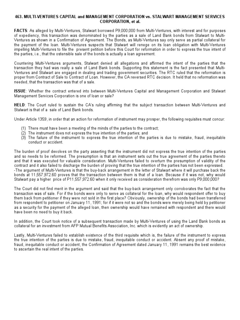 MULTIVENTURES CAPITAL V Stalwart PDF Loans Bonds (Finance)