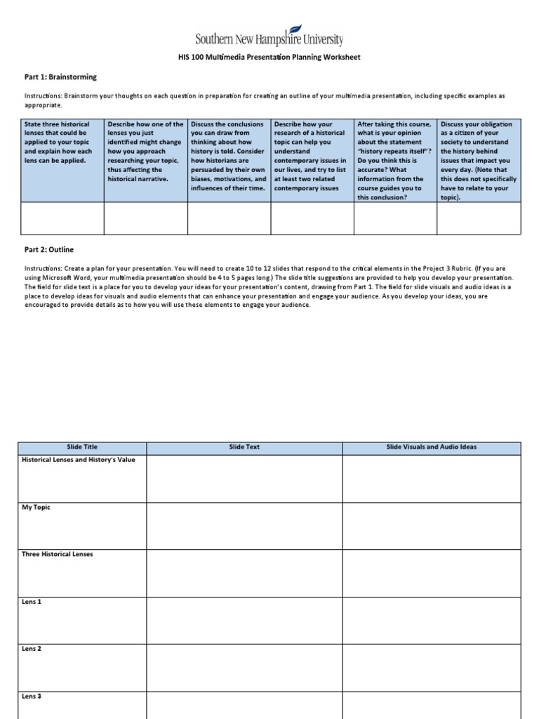 Multimedia Presentation Planning Guide | PDF | Multimedia | Brainstorming