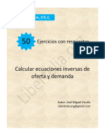 50 Ejercicios Calcular Ecuaciones Inversas de Oferta y Demanda - Vicuña, José Miguel