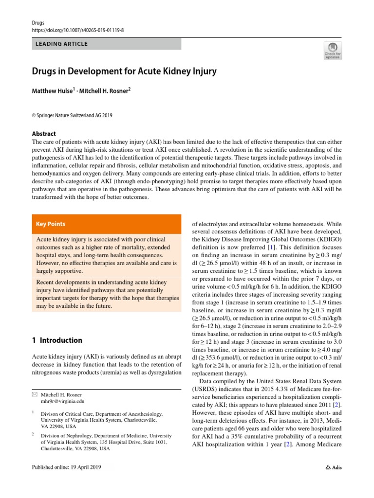 Drugs in Development For Acute Kidney Injury | PDF | Phases Of Clinical ...