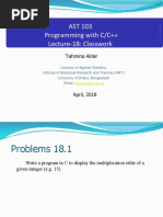 AST 103 Programming With C/C++: Lecture-18: Classwork