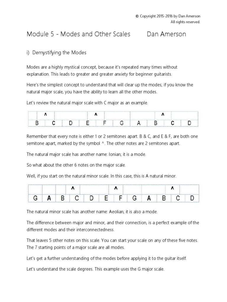 Module 5 - Modes and Other Scales Dan Amerson: I) Demystifying The ...
