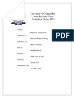 University of Sargodha: Noon Business School Assignment (Spring 2021)