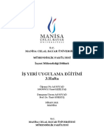 İş Yeri Uygulama Eğitimi 3.hafta: T.C. Manisa Celal Bayar Üniversiresi Mühendislik Fakültesi İnşaat Mühendisliği Bölümü