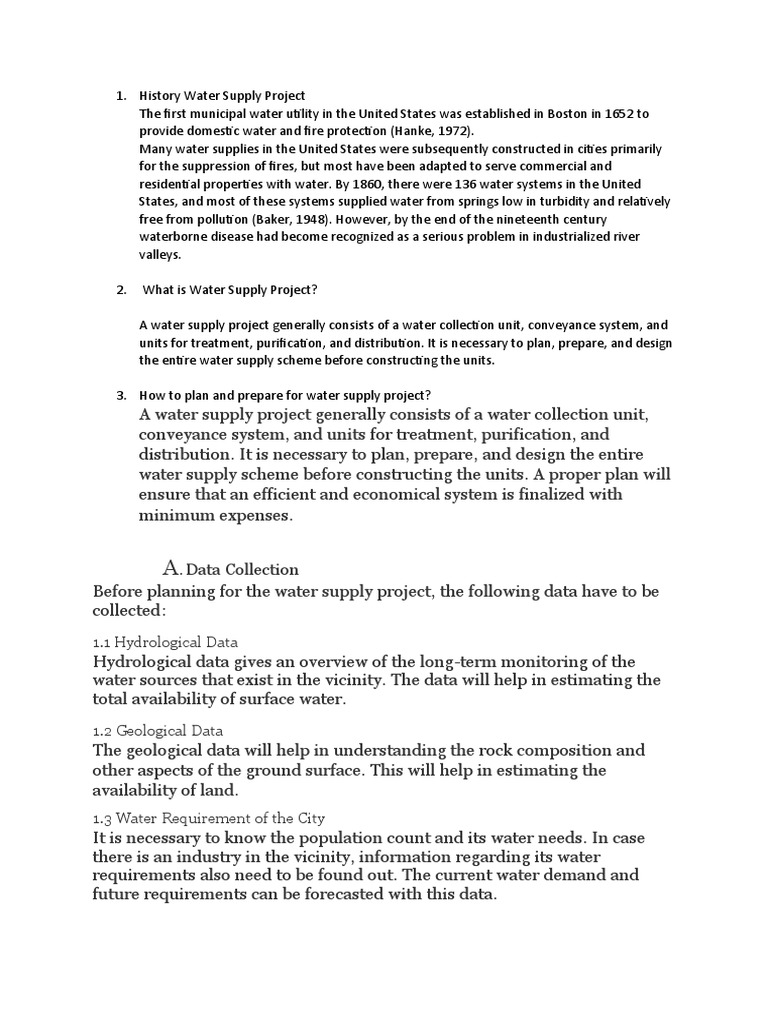 Water Supply Project PDF Water Supply Hydraulic Engineering