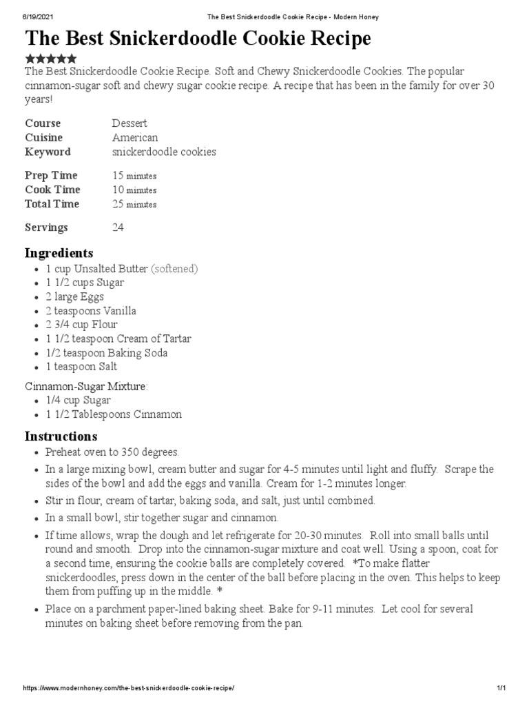 The Best Snickerdoodle Cookie Recipe Modern Honey PDF